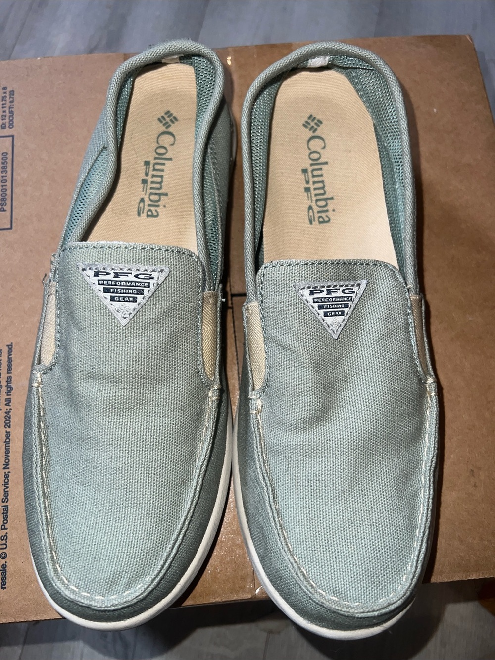 Columbia PFG Women’s Delray Slip-On Loafers in Sage Green Size 8